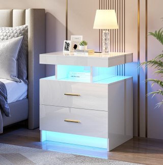 Wade Logan Ashten 2-Drawer Nightstand with USB Port and LED Light