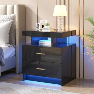 Wade Logan Ashten 2-Drawer Nightstand with USB Port and LED Light