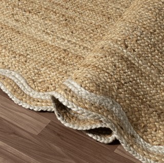 Highland Dunes Ayanne Hand-Braided Scalloped Jute Ivory Indoor Area Rug