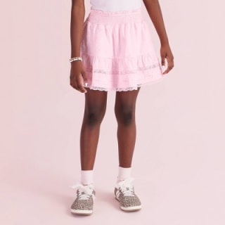 LoveShackFancy x Target Girls' Clara Alouette Rose Embroidery Tiered Skirt