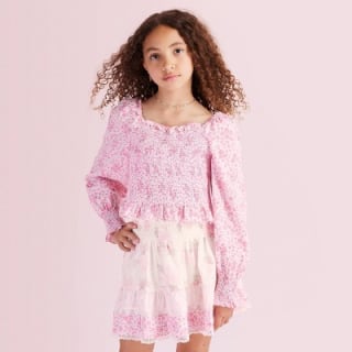LoveShackFancy x Target Girls' Scarlett Roseheart Smocked Long Sleeve Top
