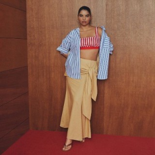 Rosie Assoulin x Target Side Tie Linen Blend Maxi Skirt