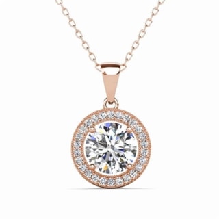 Cate & Chloe Blake 18k Rose Gold Plated Halo Pendant Necklace