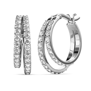 Cate & Chloe Corina 18k White Gold Plated Hoop Earrings