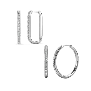 Cate & Chloe Bianca and Nadia White Gold Plated Hoop Earrings
