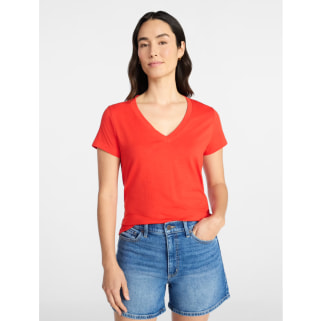Time and Tru Women's Slub V Neck Tee with Short Sleeves