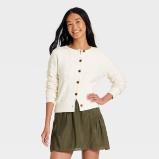 Universal Thread Heritage Cable Crewneck Cardigan