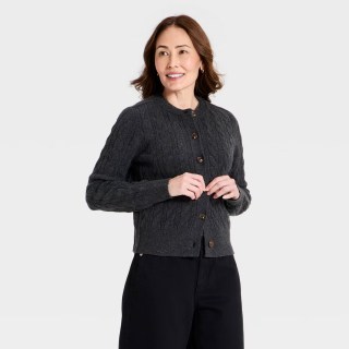 Universal Thread Heritage Cable Crewneck Cardigan