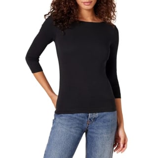 Amazon Essentials Women's Slim-Fit 3/4 Sleeve Boat Neck T-Shirt