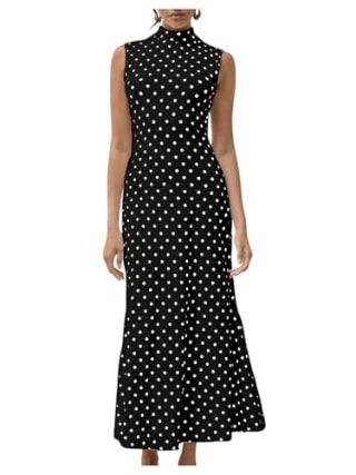Milumia Polka Dot Mock Neck Maxi Dress