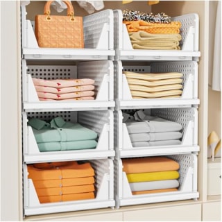 SNSLXH Stackable Closet Organizer Baskets (Set of 5)