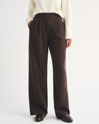Abercrombie & Fitch Curve Love A&F Sloane Tailored Wide Leg Pant