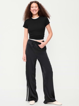 Old Navy High-Waisted Satin Track Pants