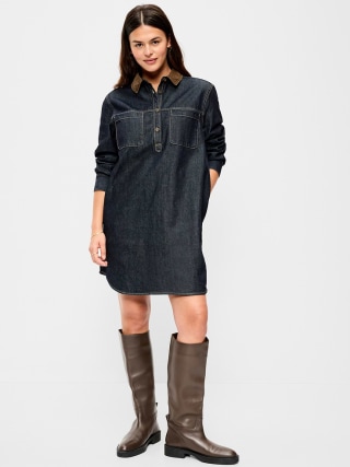 Old Navy Long-Sleeve Denim Mini Shirt Dress