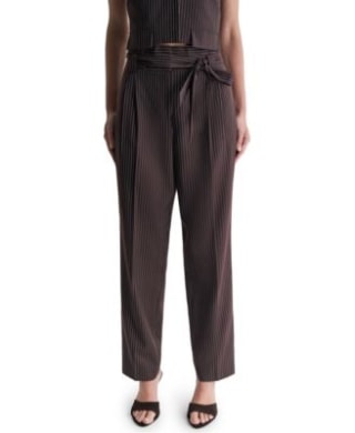 BCBG Women's High-Rise Wide-Leg Stripe Pants
