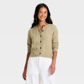 Universal Thread Heritage Cable Crewneck Cardigan
