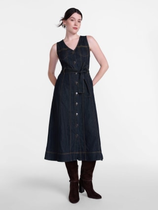 Scenario Sleeveless Denim Midi Dress