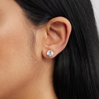Nordstrom Gift Boxed Four Carat Cubic Zirconia Three-Prong Stud Earrings