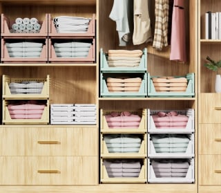 SNSLXH Stackable Closet Organizer Baskets (Set of 5)