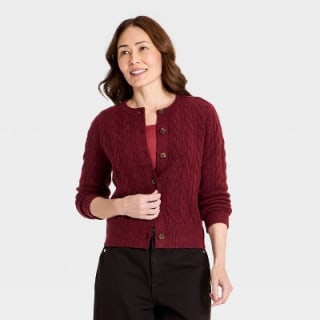 Universal Thread Heritage Cable Crewneck Cardigan