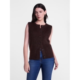 Scenario Button Front Textured Sweater Vest