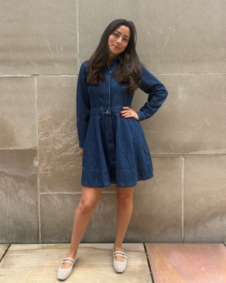 Free Assembly Long Sleeve Mini Shirt Dress