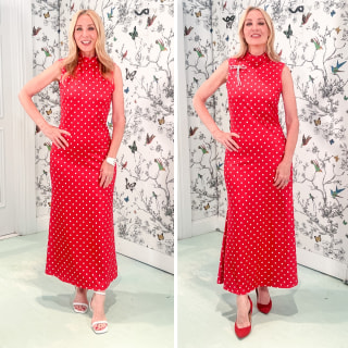 Milumia Polka Dot Mock Neck Maxi Dress