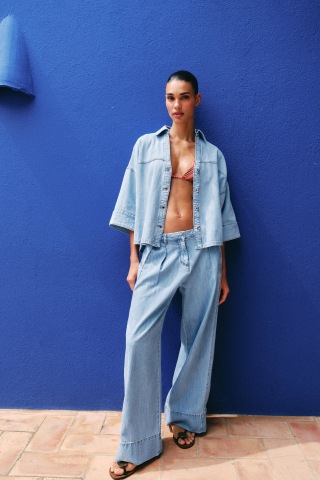 Zara High Waisted Wide Leg Jeans With Darts