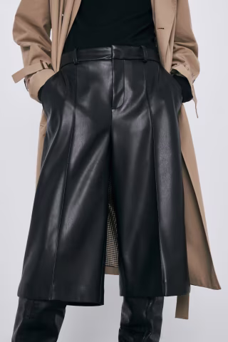 Faux Leather Long Shorts