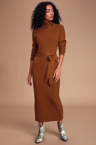 Turtleneck Midi Sweater Dress