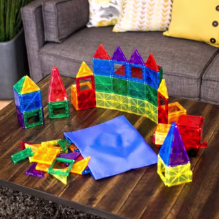 Best Choice Products 100-Piece Transparent Rainbow Magnetic Building Geometric Tiles