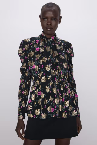 Metallic Thread Printed Blouse