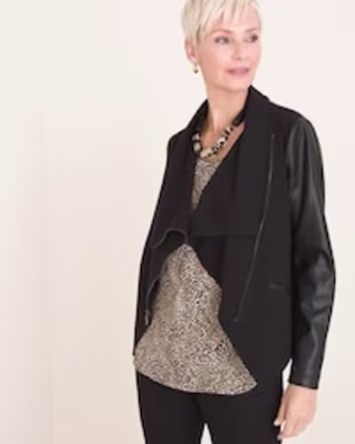 Diagonal-Zipper Moto Jacket