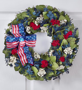 1800Flowers Red, White and Beautiful Wreath