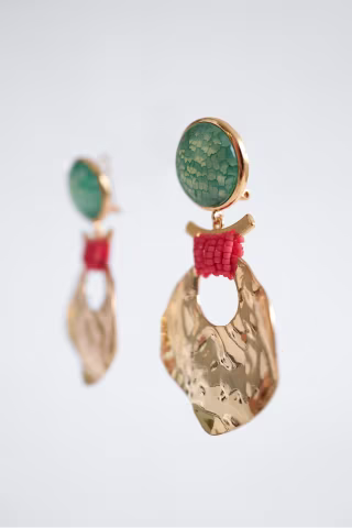 BEADED AGATE STONE EARRINGS