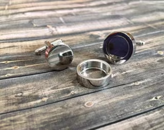 Hidden Photo Cufflinks, Personalized Locket Cufflinks, Custom Photograph Cufflinks, Gift For Him, Round Locket Hidden Photo Twist Cufflinks