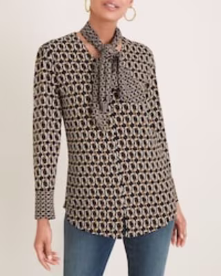 Chico's Geometric Link Print Removable Scarf