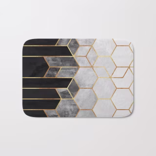 Society6 Charcoal Hexagons Bath Mat