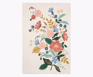 Floral Vines Ivory Wool-Hooked Rug