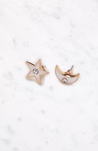 LA Hearts Women's Gold Opal Celestial Stud Earrings