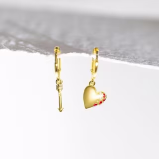 Mismatched Heart + Arrow Earrings
