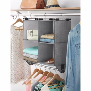 Whitmor 4 Section Fabric Closet Organizer Shelving with Built In Chrome Garment Rod (Amazon)