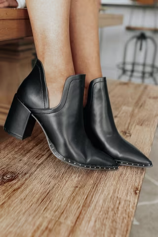 Viola Faux Leather Studded Booties - FINAL SALE