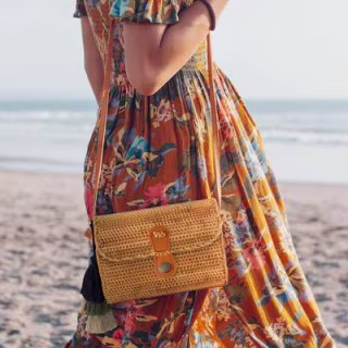 Oval Straw Bag Purse | Wicker Cylinder Rattan Crossbody Handbags