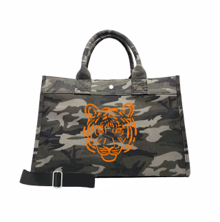 Green Camo Midi East West Crossbody: Orange Matte Tiger