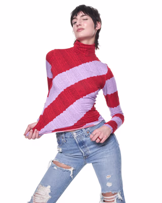 Red Lilac Stripe Turtleneck