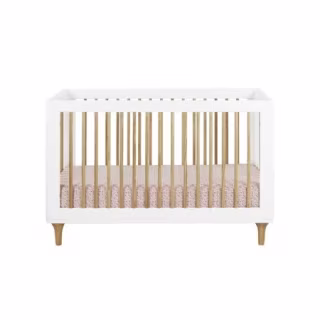 Babyletto Lolly 3-in-1 Convertible Crib with Toddler Rail, White/Natural