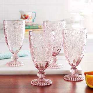 The Pioneer Woman Amelia 14.7-Ounce Rose Tea Goblets, Set of 4