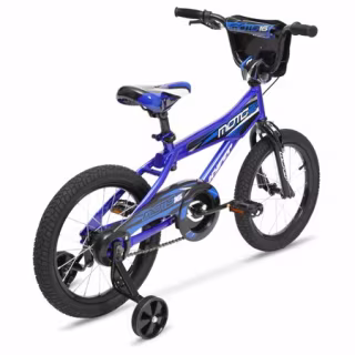 16 inch Hyper MX16, blue bike, with training wheels