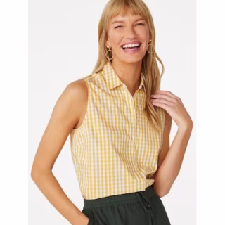 C. Wonder Women's Sleeveless Button Front Gingham Top